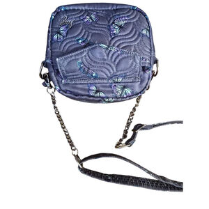 Women's Lug Swing Butterfly Print Crossbody Bag One Size Grey Purple Blue